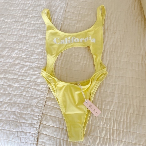 NWT Chloe Rose Surfs Up! Yellow One Piece Swimsuit - Picture 3 of 6